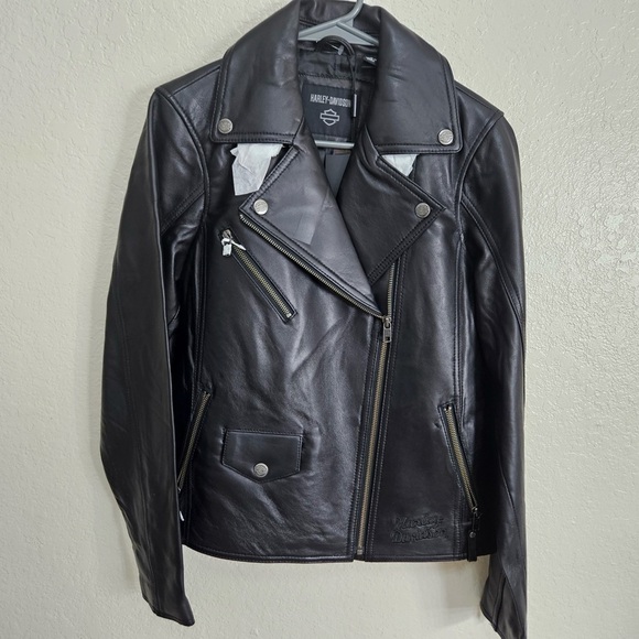 New Harley Davidson craftsmanship black leather jacket size S - Picture 4 of 7